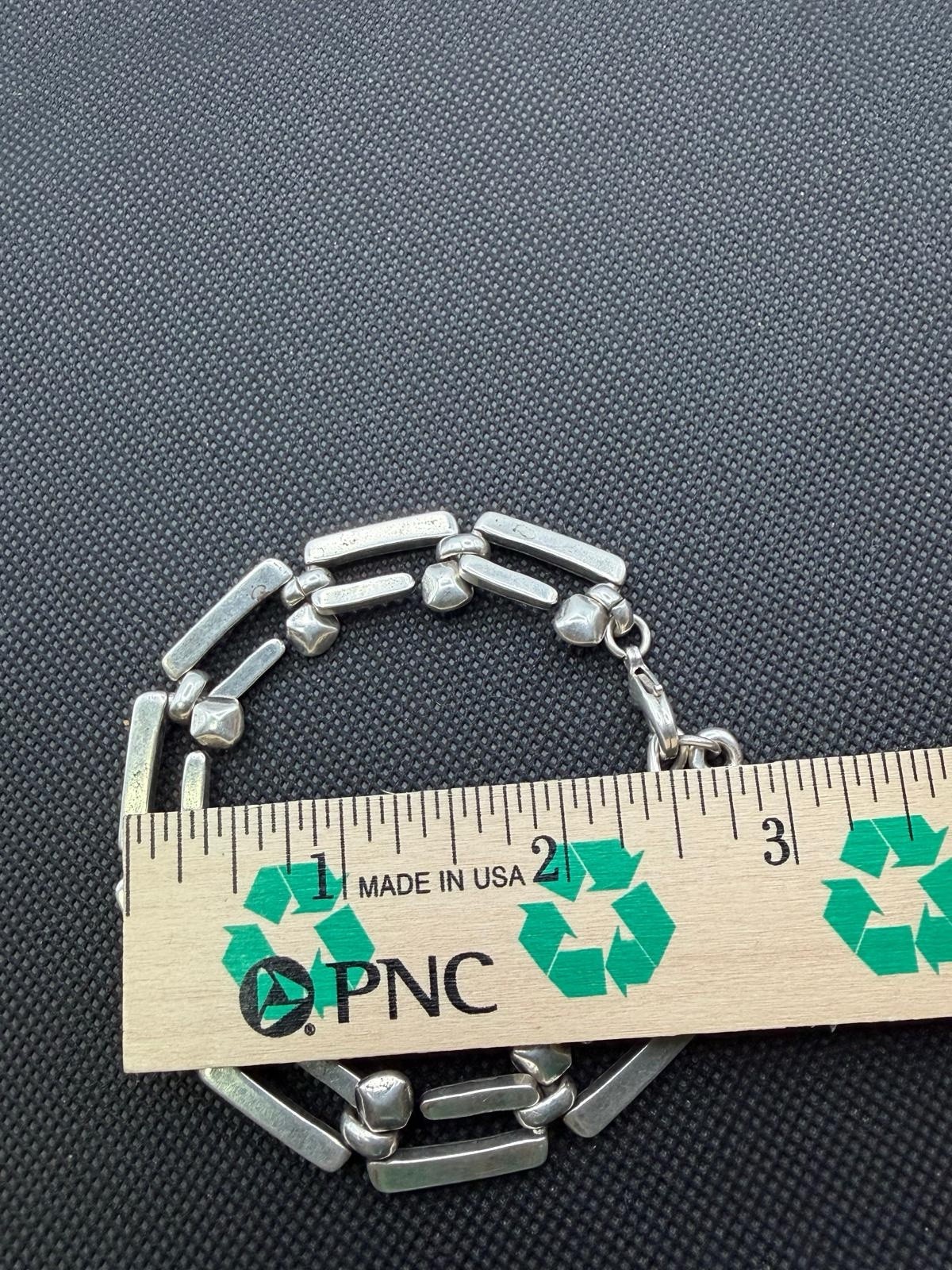 Uno de 50 ROOTS Silver Plated Bracelet Square Links Chain Medium