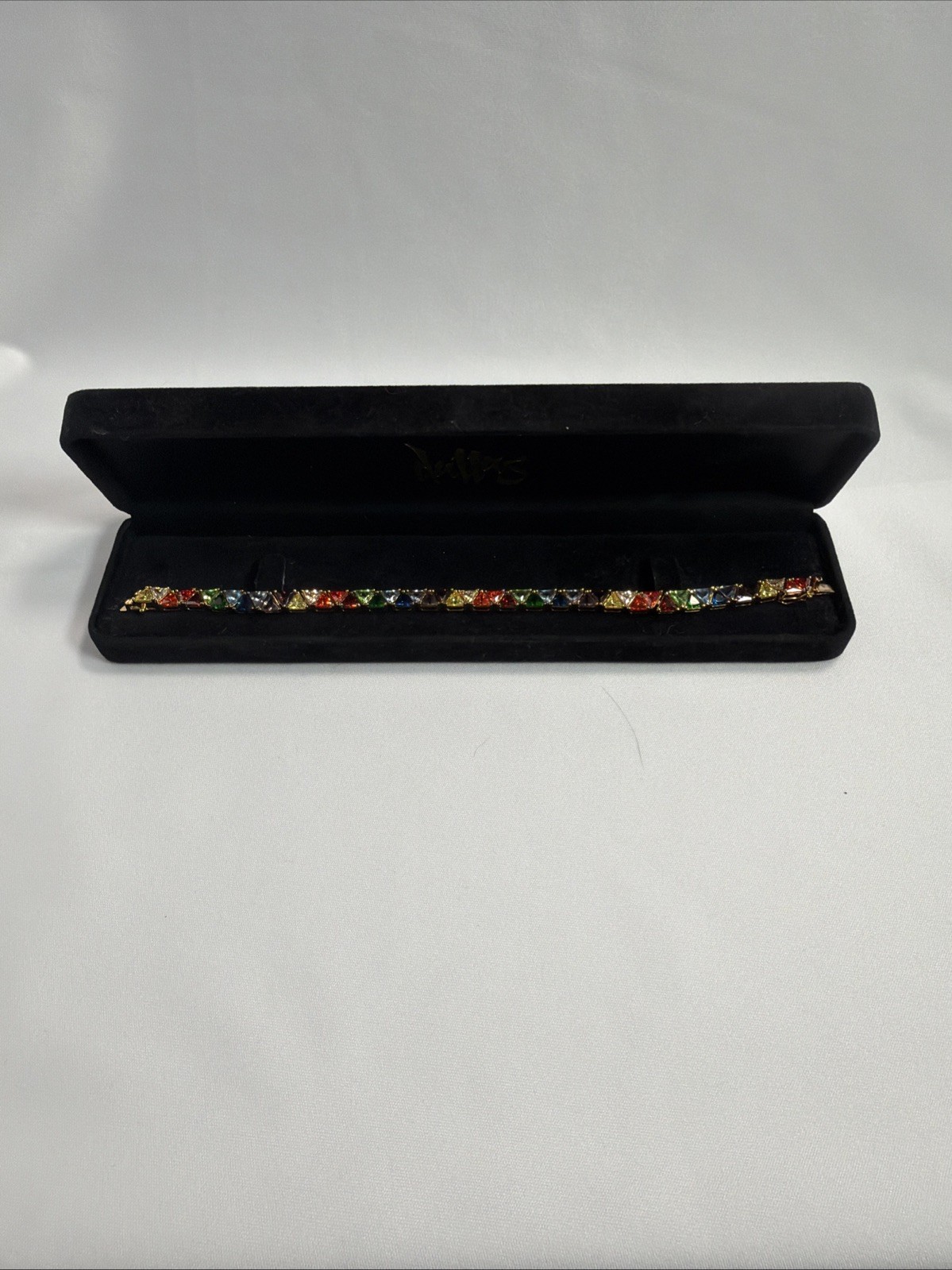 Suzanne Somers Multi Colored Gold Vermeil over Sterling Trilliant Bracelet 8in