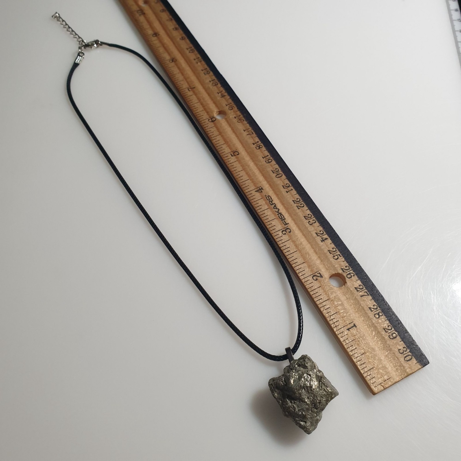 Pyrite Stone Necklace Raw Adjustable Black Cord Lobster Clasp Minimalist Design