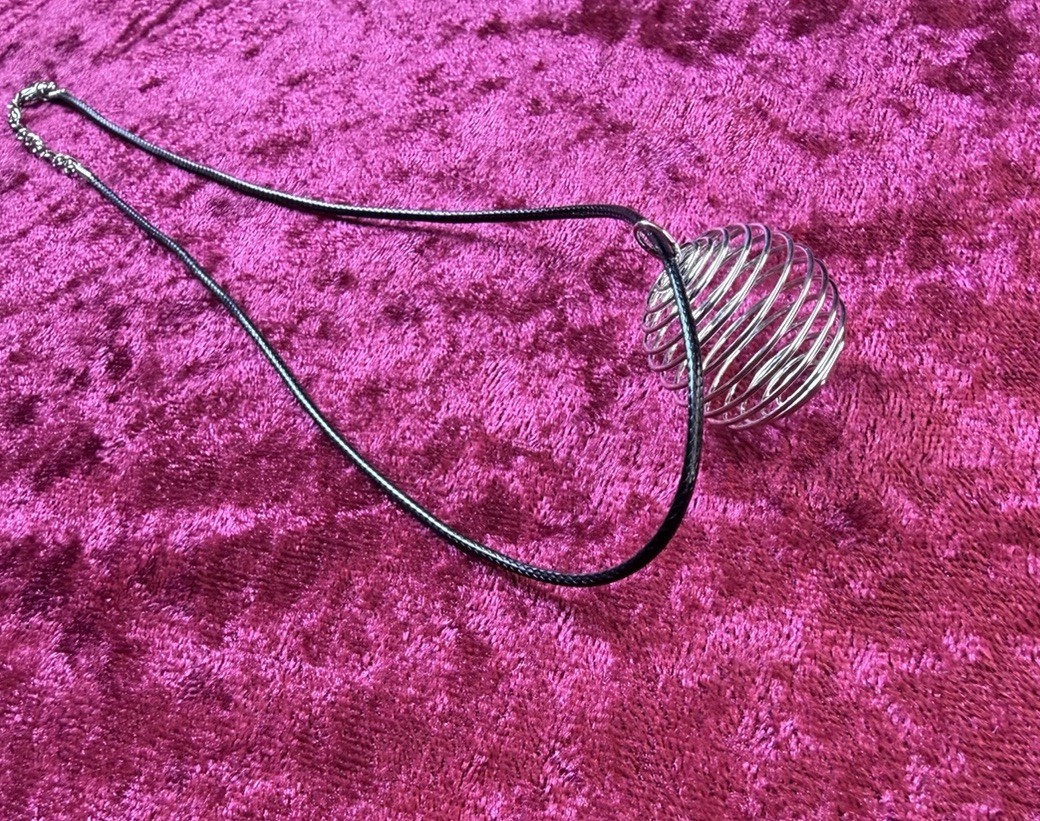 Black Cord Cage Metal Necklace Unisex Healing