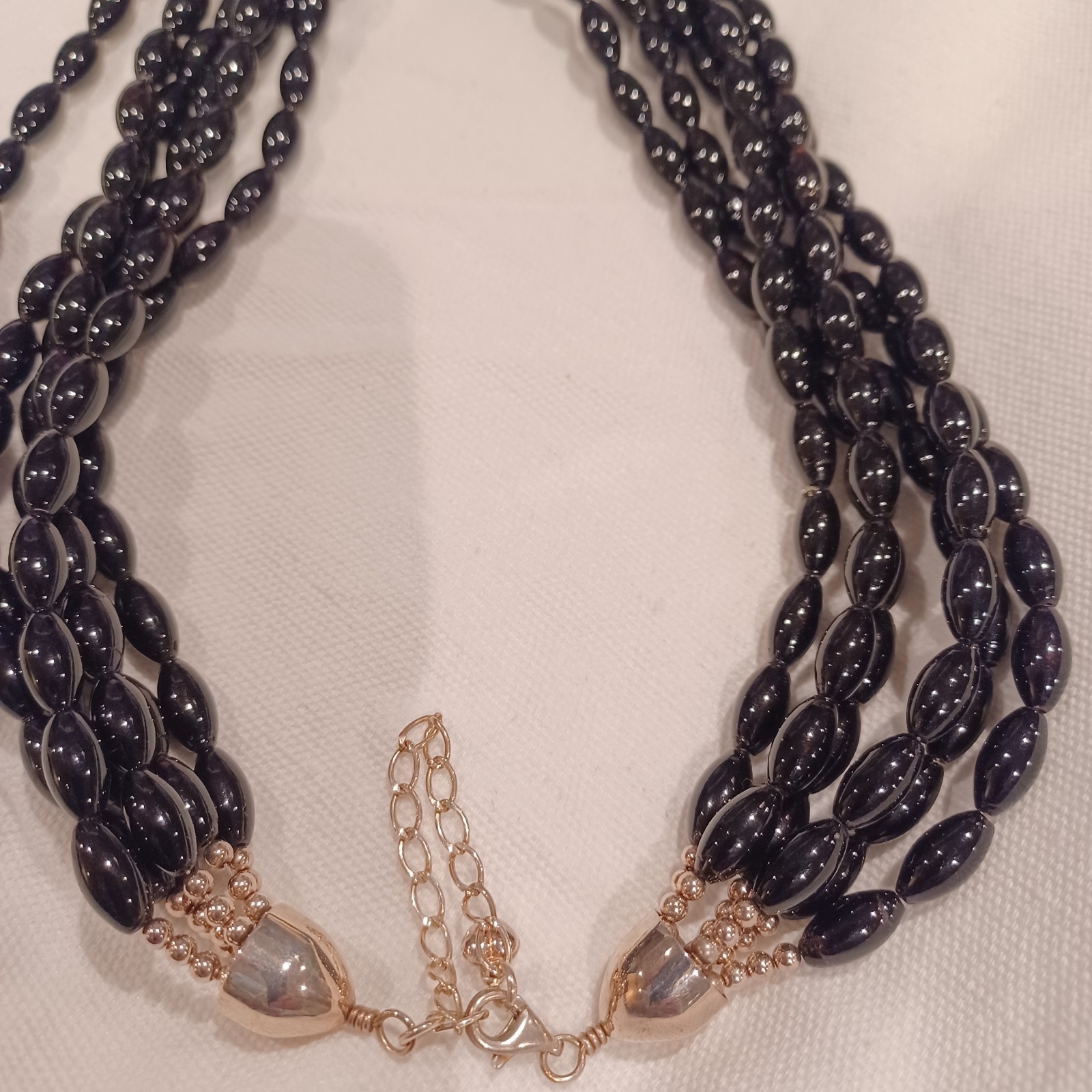 Jay King 925 DTR Sterling Silver Genuine Black Coral 6 Strand Statement Necklace