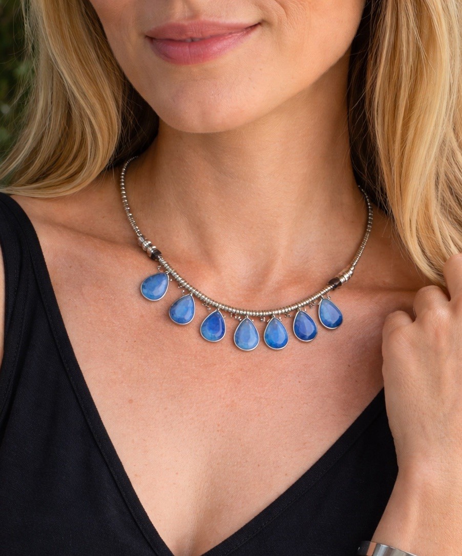 Vintage Lapis Lazuli Lazurite Necklace Fringe Silver Estate Ethnic Fine Jewelry