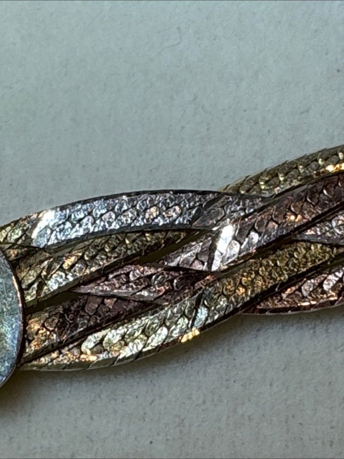 Silver Gold Fine Tri-Color Braided Rope Necklace Vintage Jewelry 925 Italy 20g