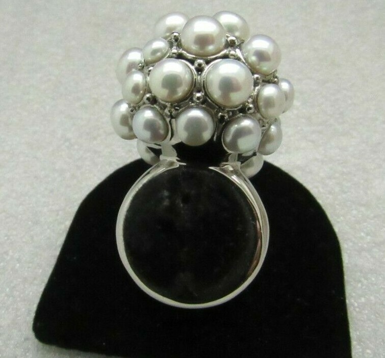 Honora Cultured Freshwater Pearl Stainless Steel Cluster Ring Size 5 $179