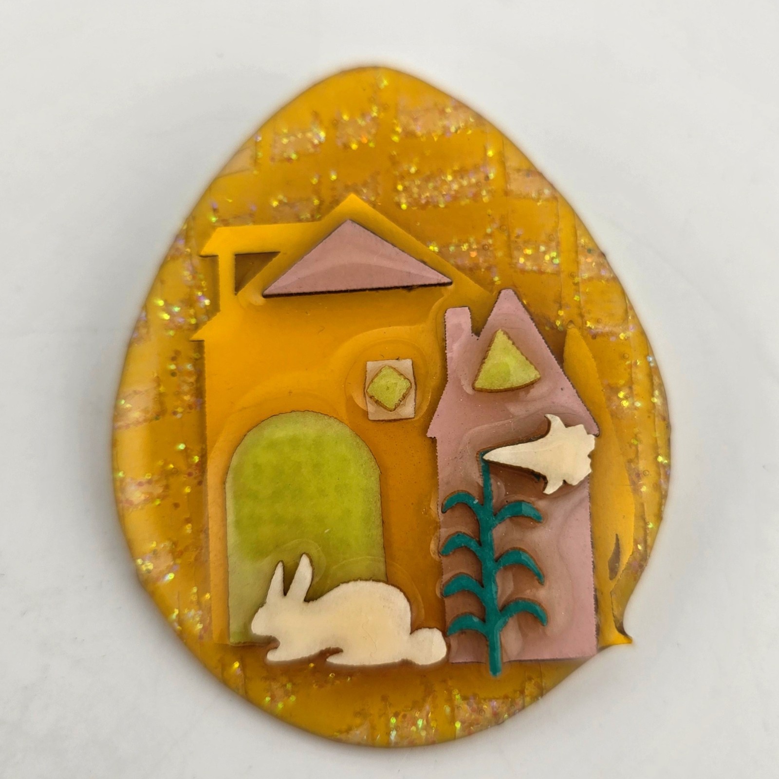 Easter House Pins by Lucinda Egg Shape Bunny Rabbit Pink