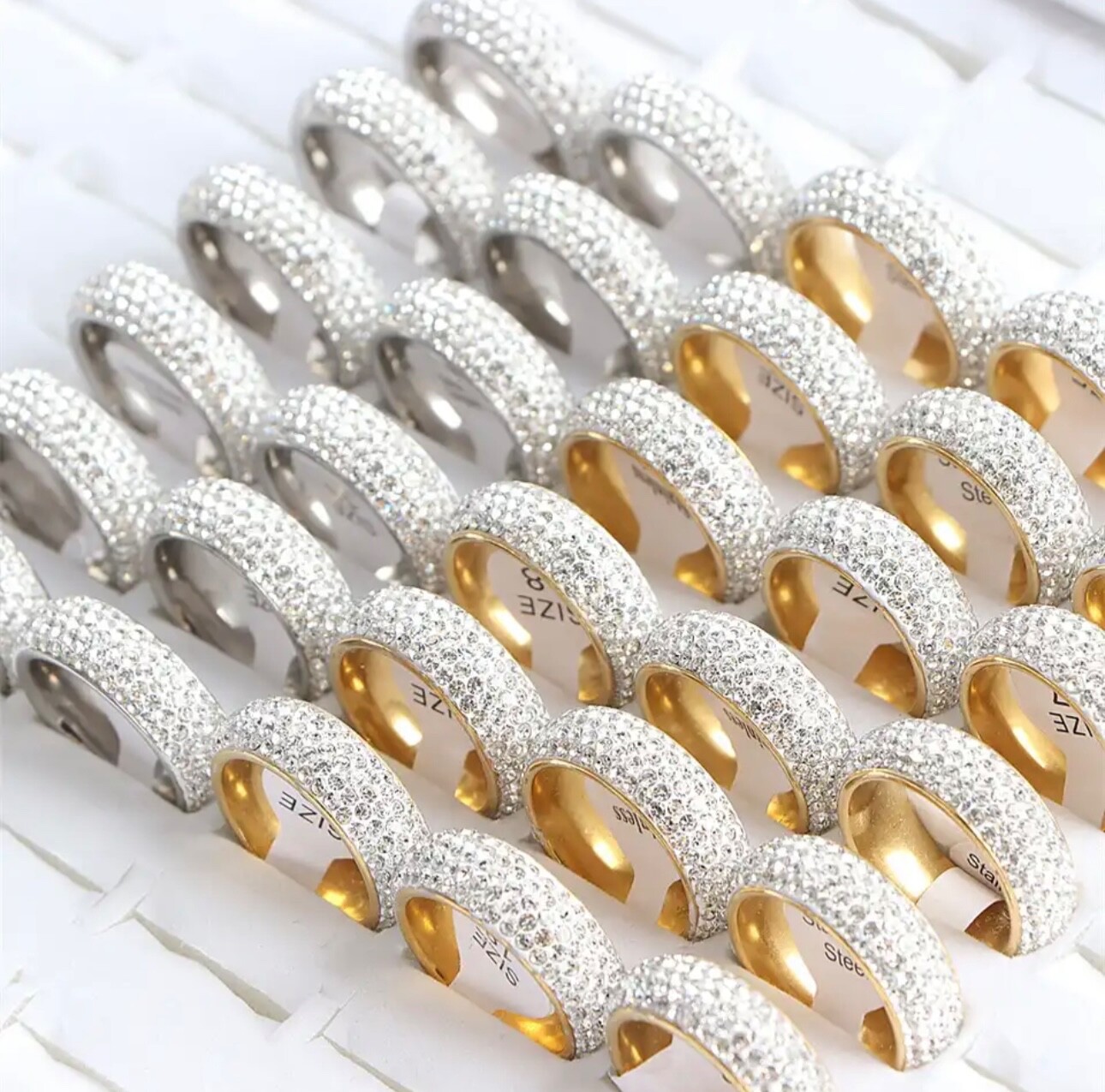 Stainless Steel 4MM White CZ’s 4 Rows Iced Out Band 4.3 grams