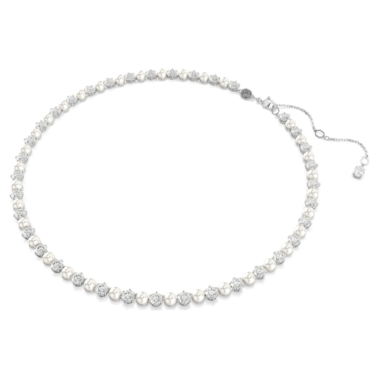 Swarovski Matrix Tennis Necklace, Crystal Pearl, Round Cut, White 5689623