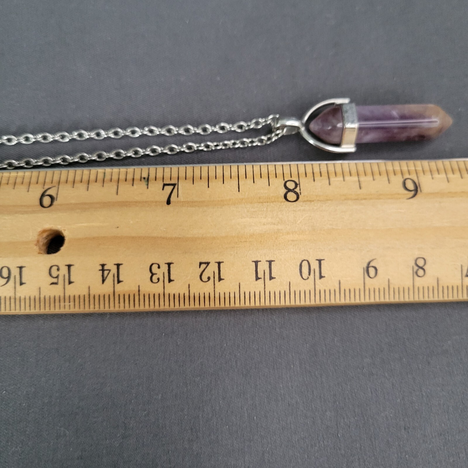 Adult Jewels Silver Tone Cable Chain Purple Quartz Stone Pendant Necklace 16 in