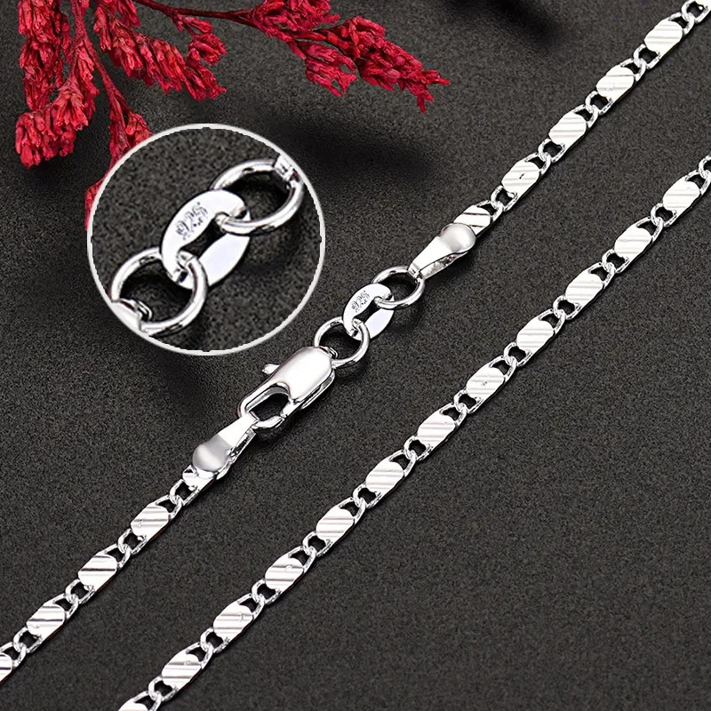 925 Sterling Silver 16/18/20/22/24/26/28/30 Inch Figaro Chain Necklaces For…
