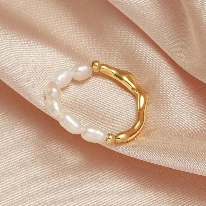 2026 Silver Pearl Geometric Handmade Wedding Rings for Women Couples Gifts