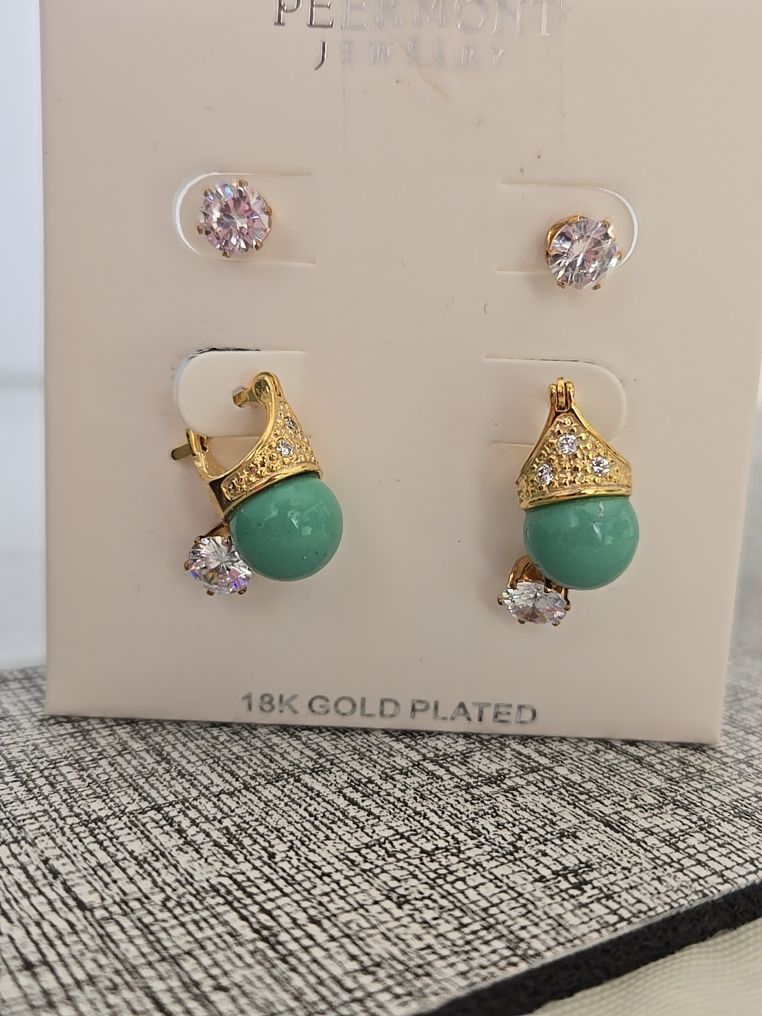 Peermont Jewelry 18k Gold Plated Stud Earrings Set(3 Pairs Of Earrings) New