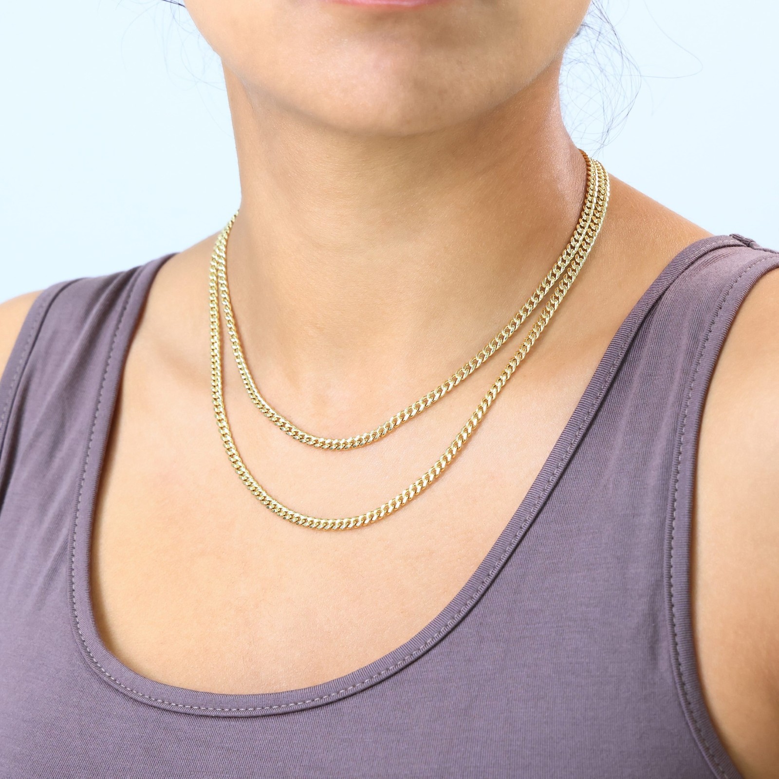 14K Yellow Gold 4mm Miami Cuban Italian Link Chain Necklace Mens Womens 16″- 30″