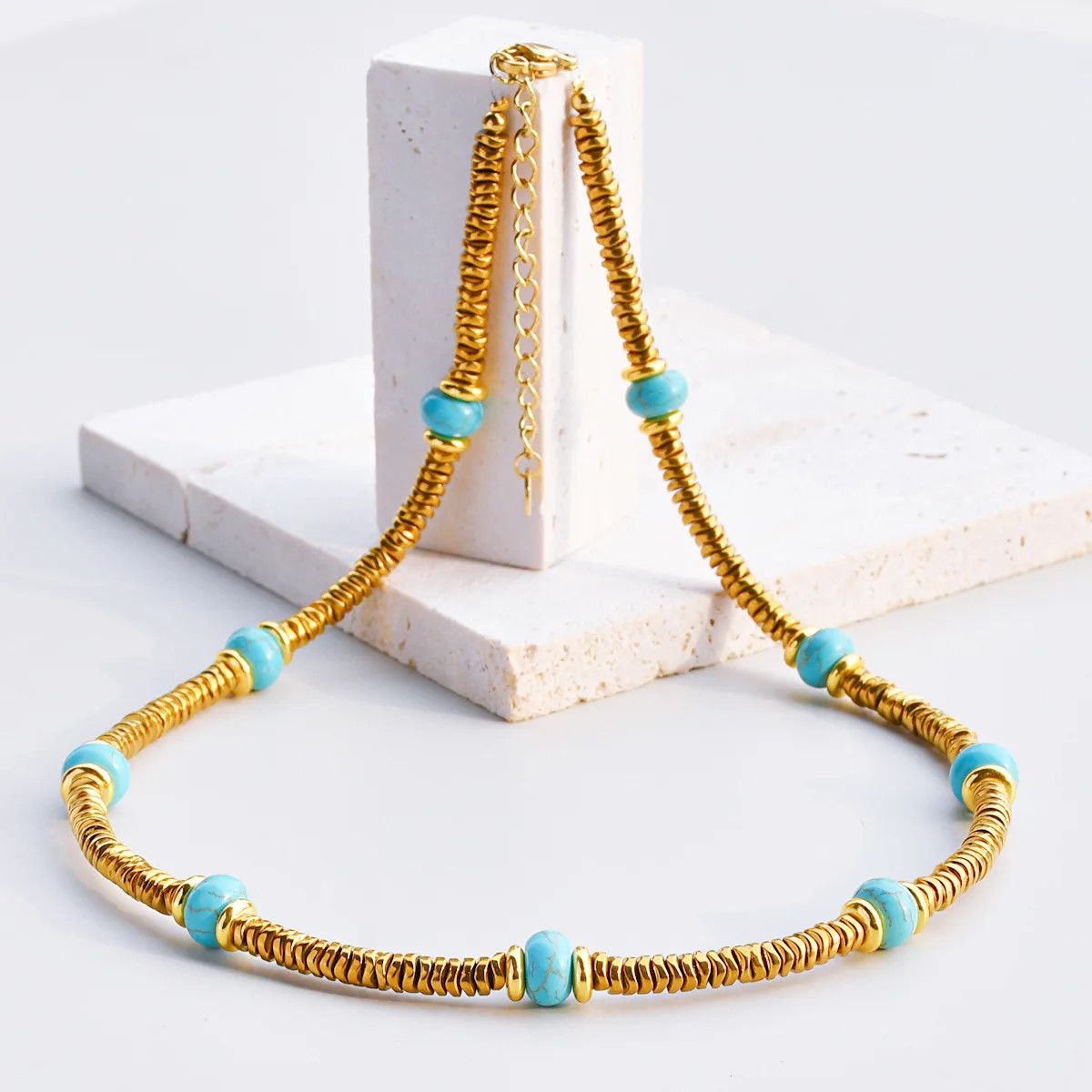 Loe| Bohemian Natural Stone Necklace for Women.1Pcs.316L Stainless Steel.Luxury
