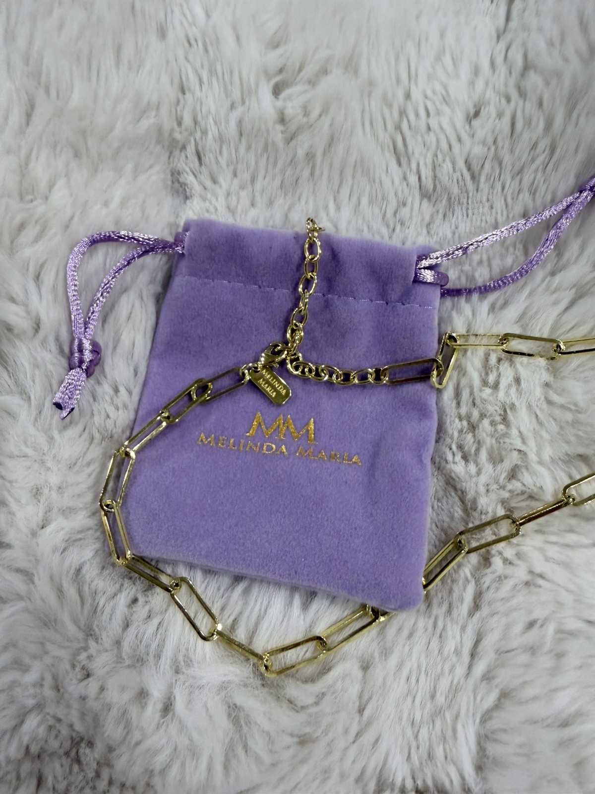 Melinda Maria Baby Samantha Paperclip Chain Necklace Silver NWT Dust Bag