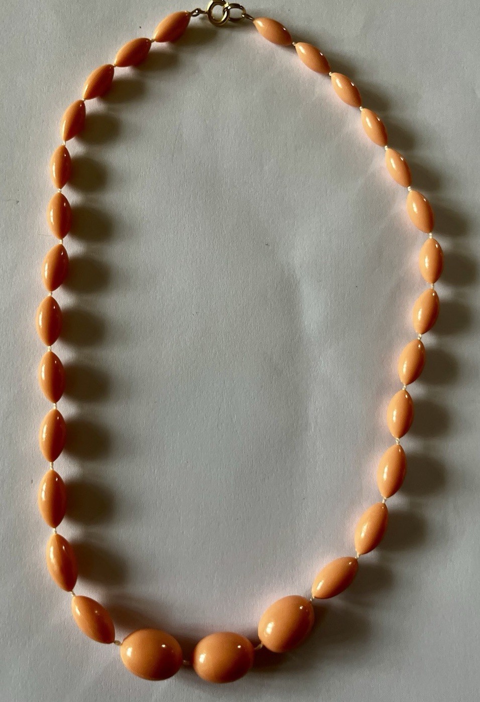 Vintage Style Peach Salmon Resin Bead Necklace Angel Skin Coral Colour 40cm