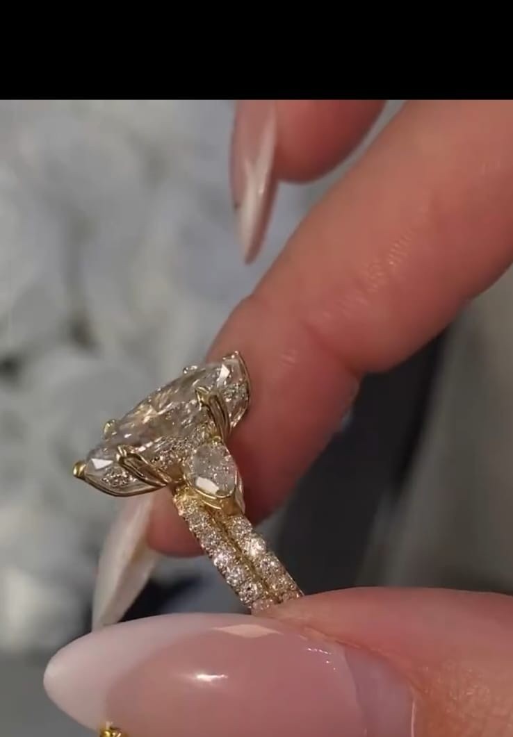 925 Sterling Silver Moissanite 4.00ct gold plated 2 in 1 fashion Ring