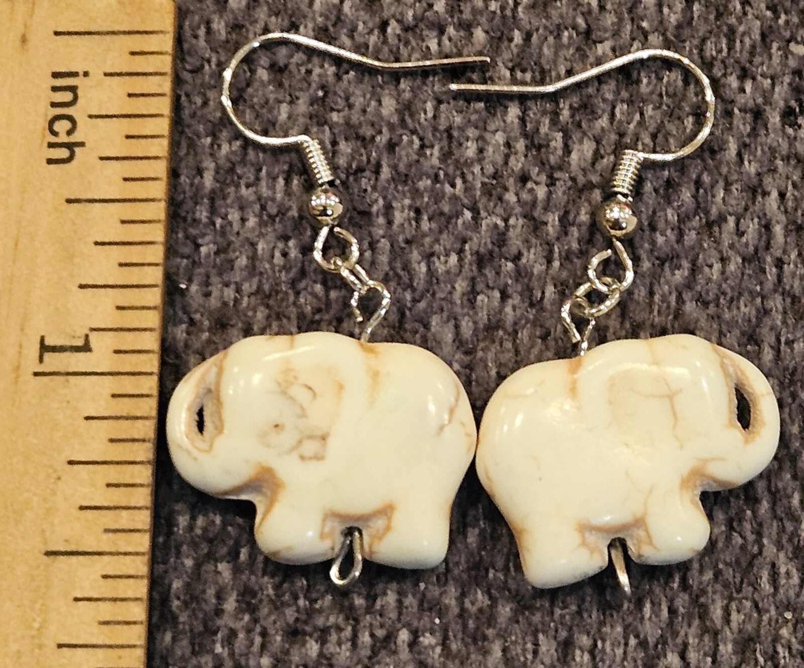 SINGLE & DOUBLE IVORY ELEPHANT EARRINGS HANDMADE GOOD LUCK WISDOM POWER STRENGTH