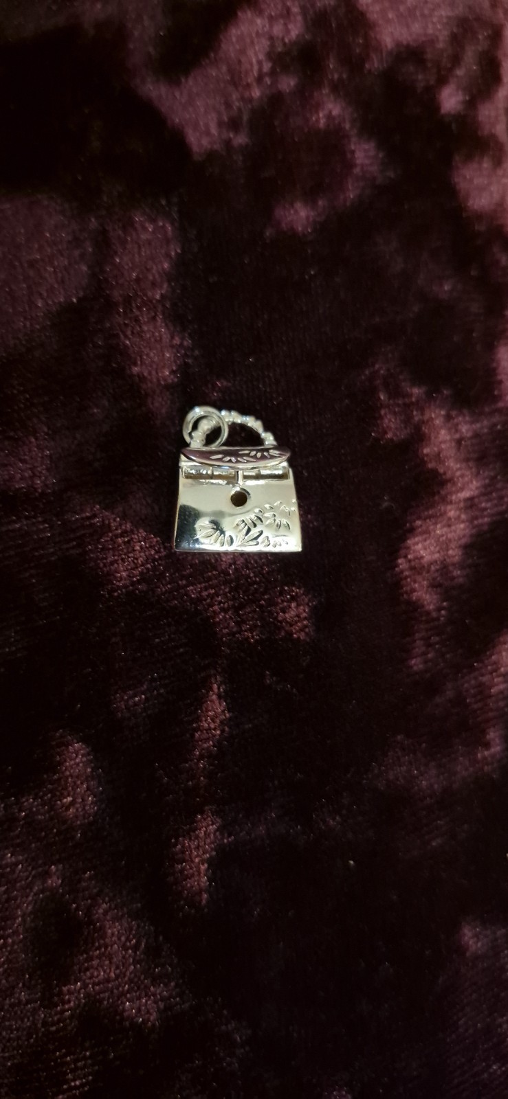 vintage sterling silver miniature handbag charm.