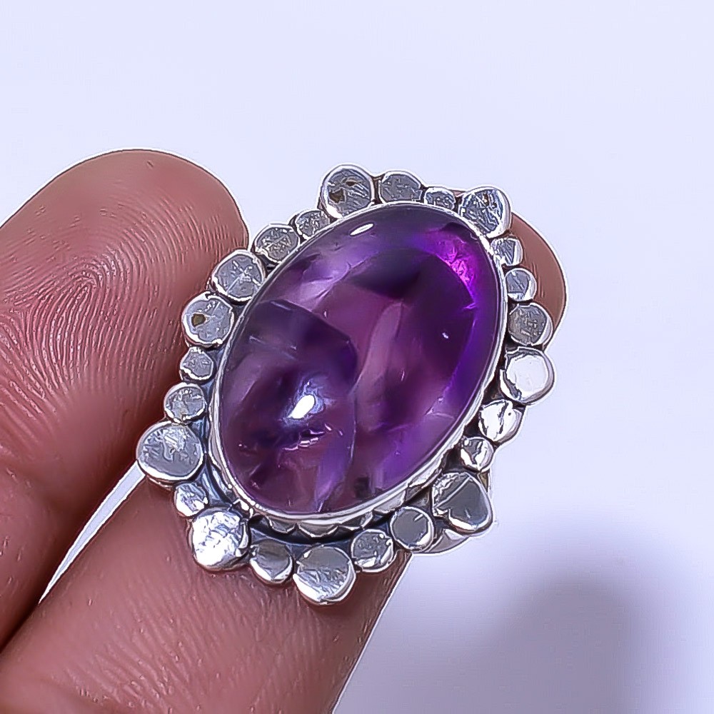 Trapiche Amethyst – Brazil Designer Handmade 925 Sterling Silver Ring S.8 R10
