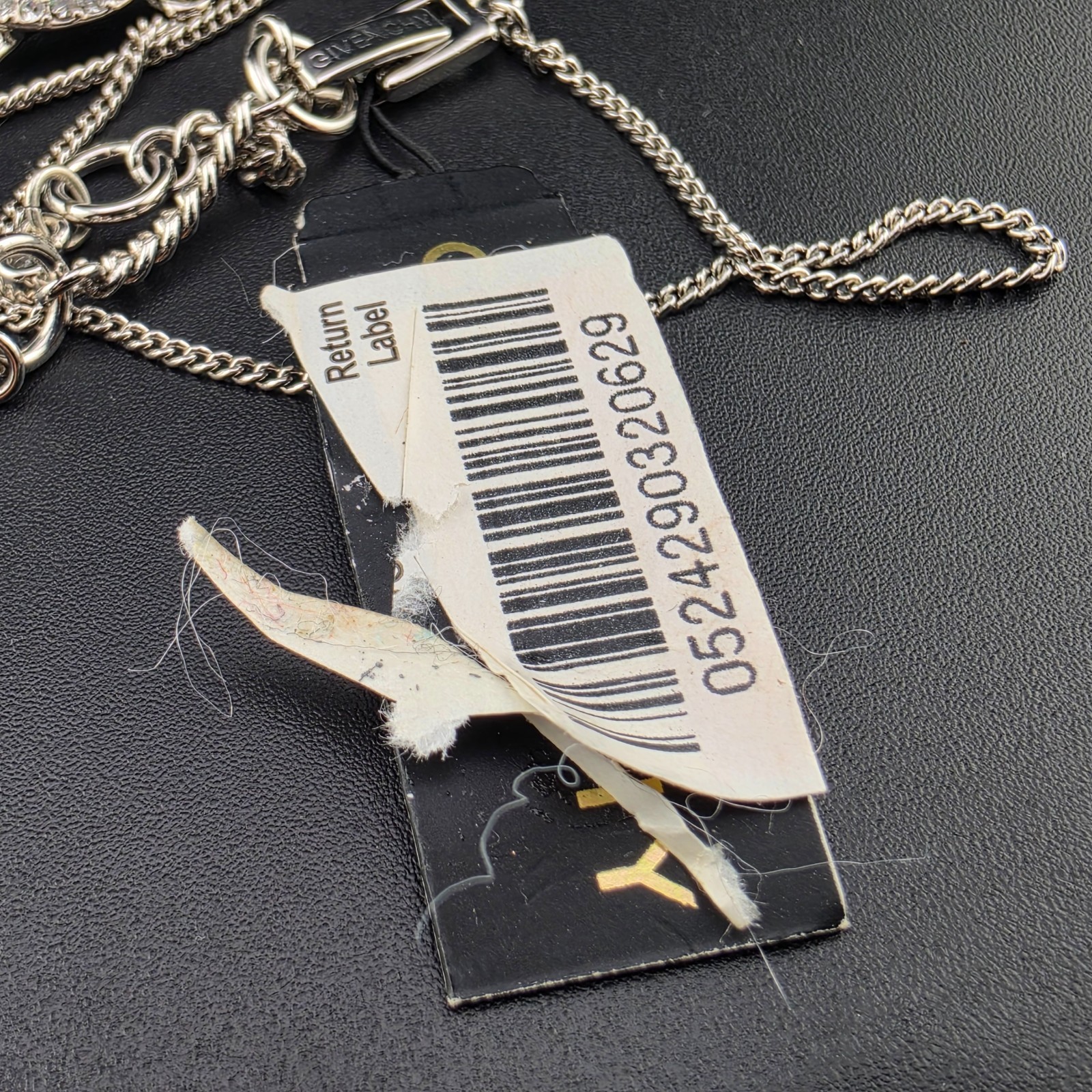 NWT Signed Givenchy Crystal Pendant Choker Statement 18″ Necklace Rhodium Finish