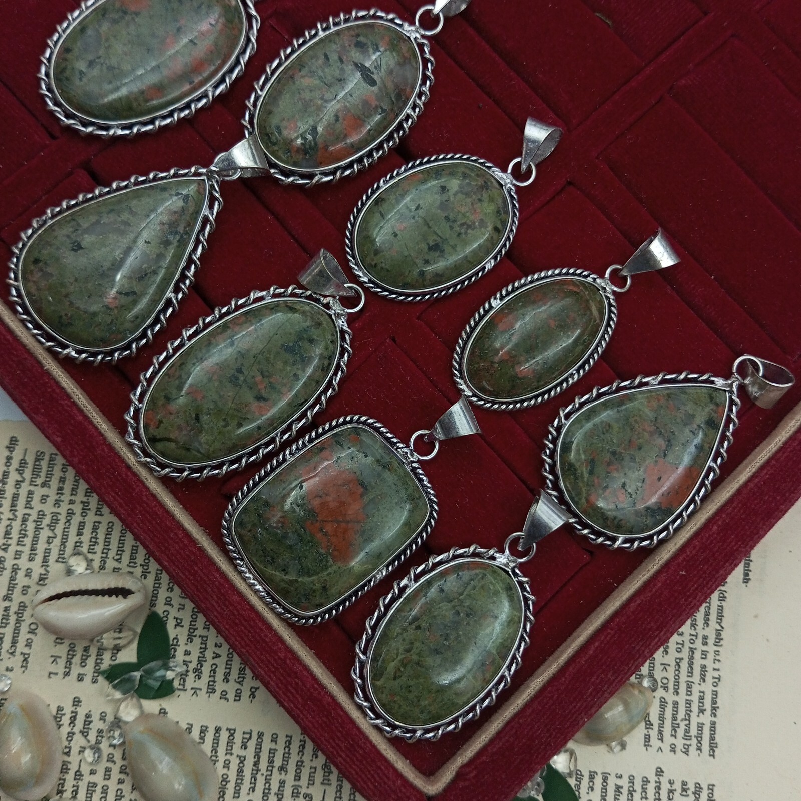 Natural Unakite Gemstone 925 Sterling Silver Plated Wholesale Lot Pendant Gift