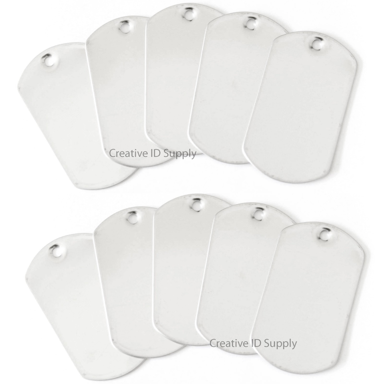 10 BLANK STAINLESS STEEL BLANK DOG TAGS SHINY OR MATTE MILITARY SPEC FREE SHIP