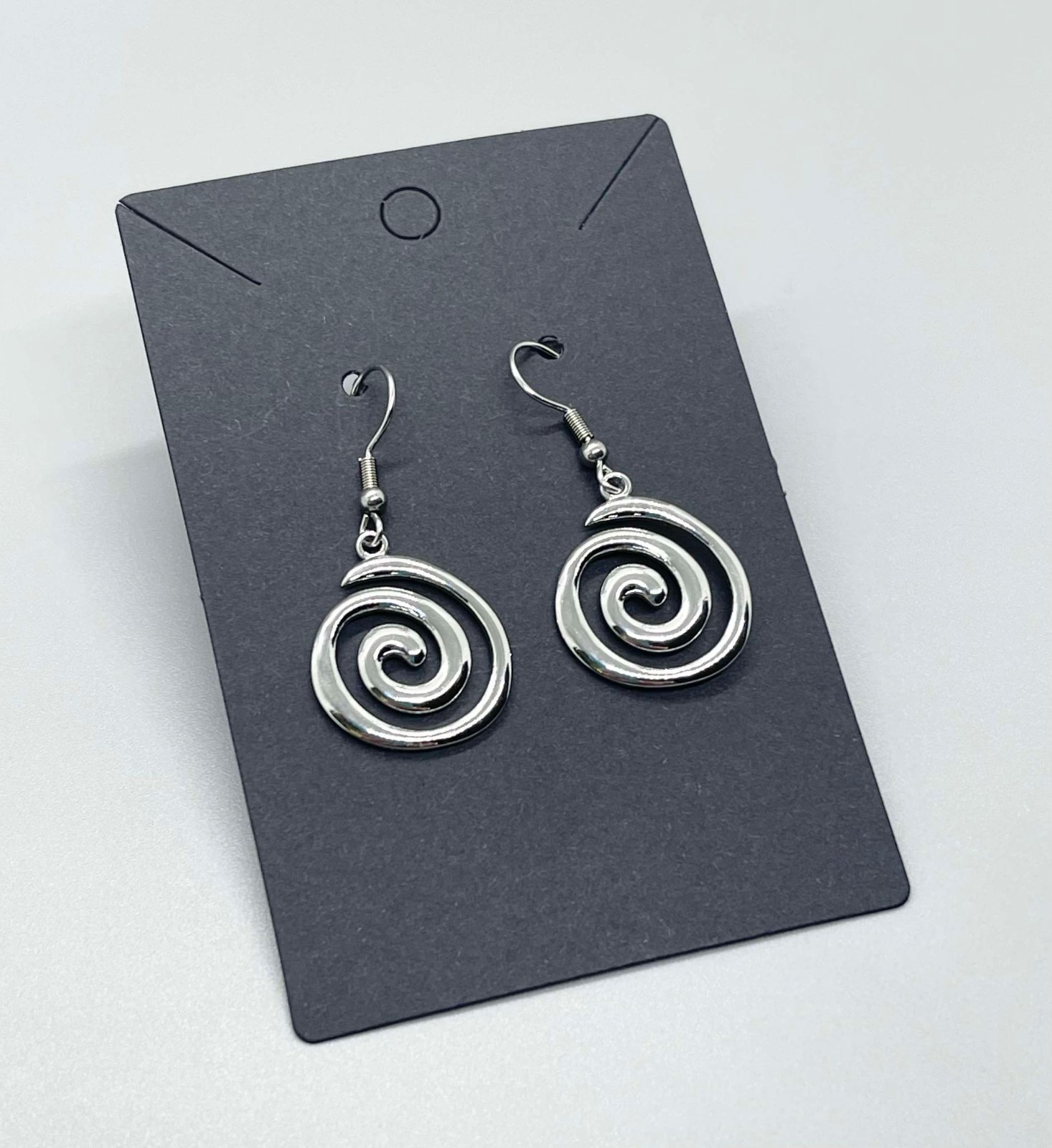 Stainless Steel Spiral Earrings No Tarnish Silver Vortex Pendants ~ New USA
