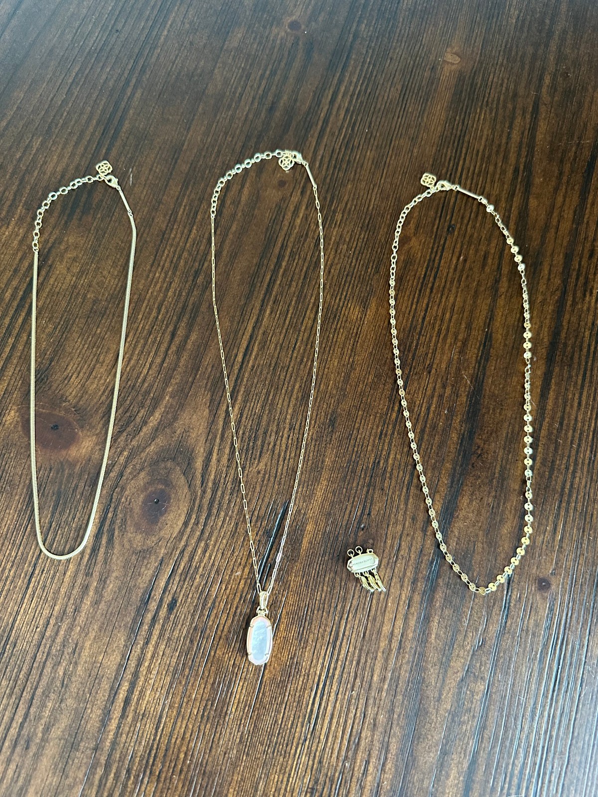 Kendra Scott Convertible Layered Necklace Gold Pink Iridescent 3 In 1 Detachable