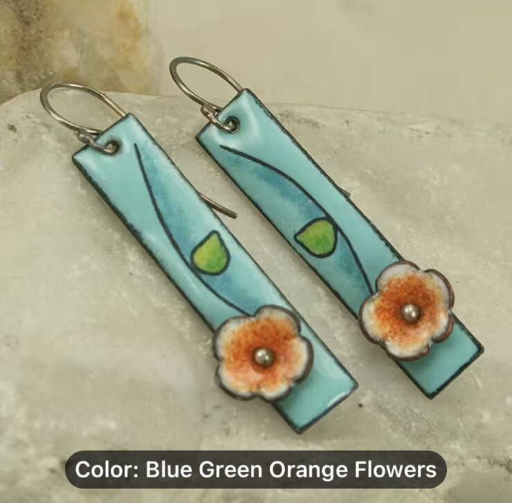 Beautiful Boho Blue Flower Dangle Drop Earrings – Dainty & Feminine