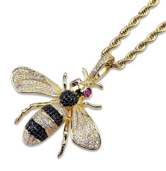 Honey Bee pendant Necklace Yellow Gold Tone Beautiful Gift with Chain