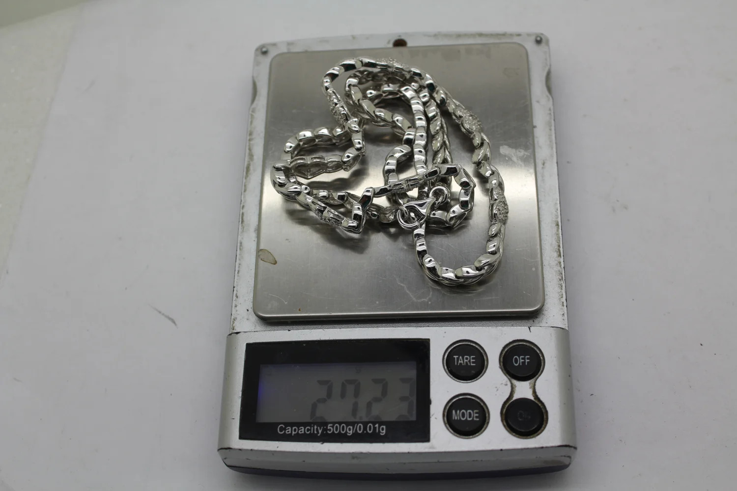 Designer OTC .925 S.S. DIAMOND acc. HEART STATION necklace 27g