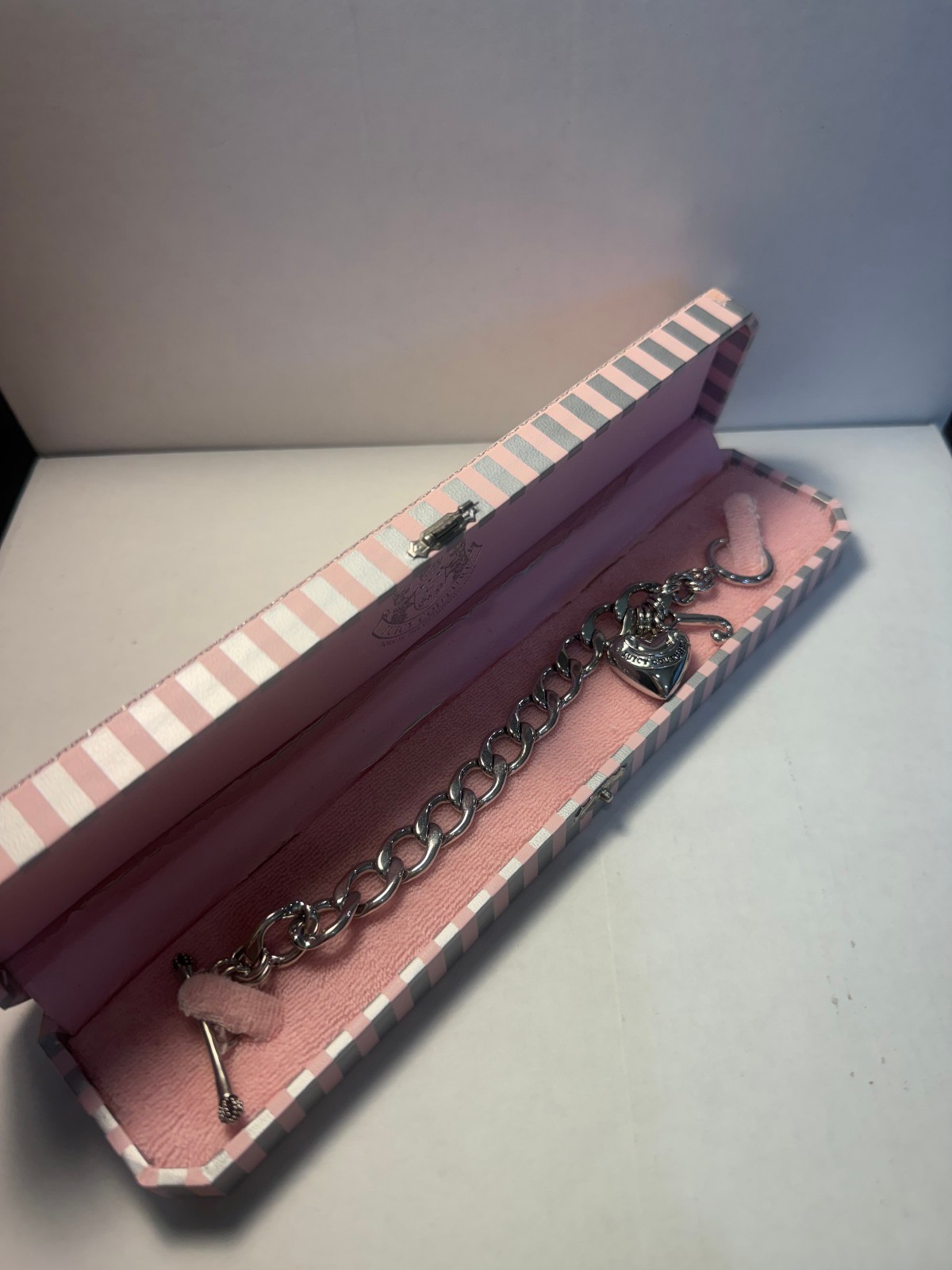Juicy Couture Puffy Heart Charm Silver Starter Bracelet YJRU2484