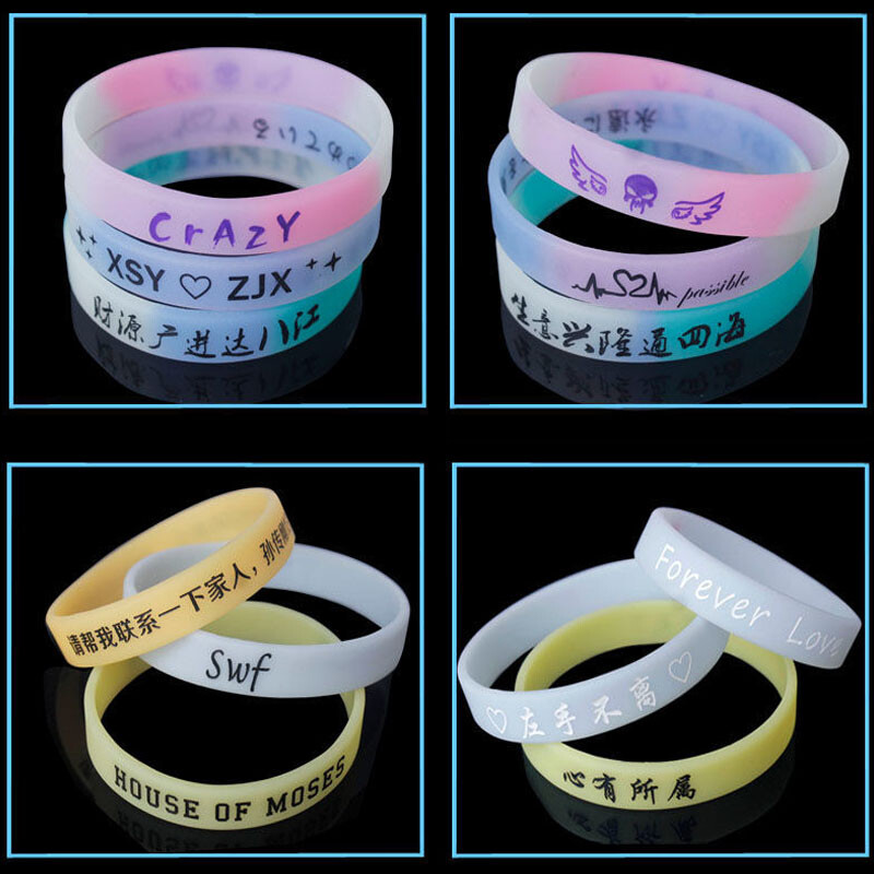 Custom Silicone Wristbands Personalized Name Slogan Glow Bracelets Events Gift