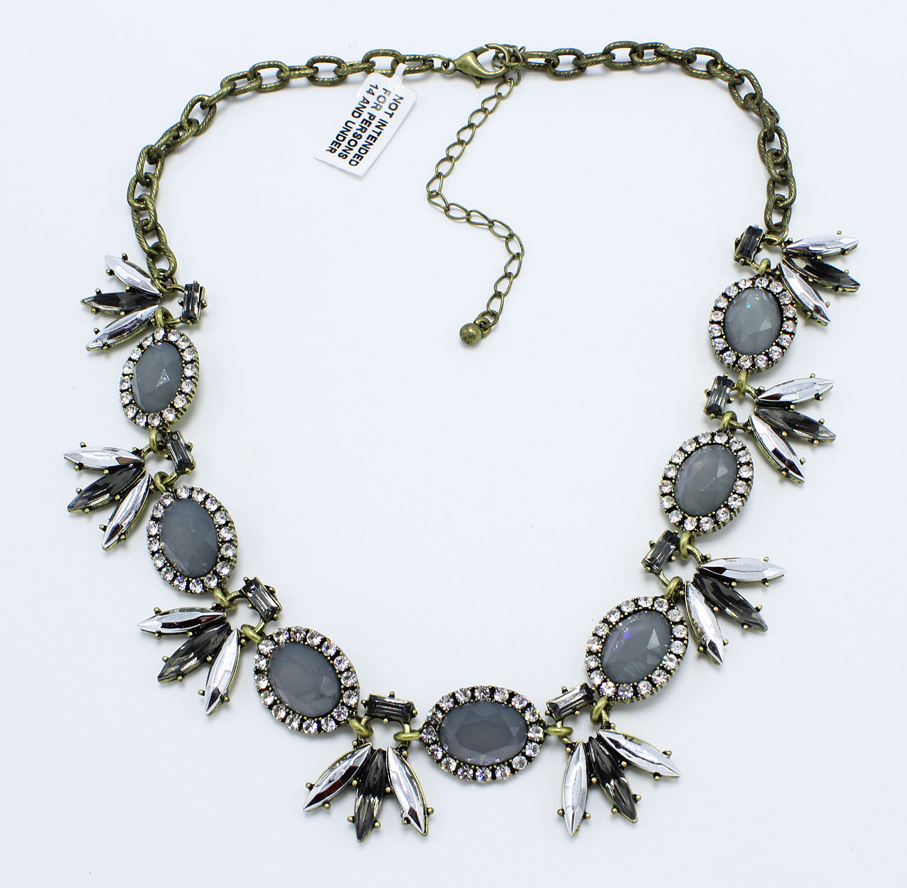 New Statement Necklace Featuring Gray Stones & Rhinestones #N2635