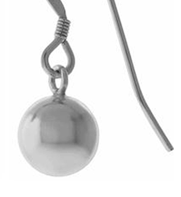 1 PAIR OF STERLING SILVER 925 HOOK EARRINGS WITH 6 MM ROUND BALL BEAD, 25 MM