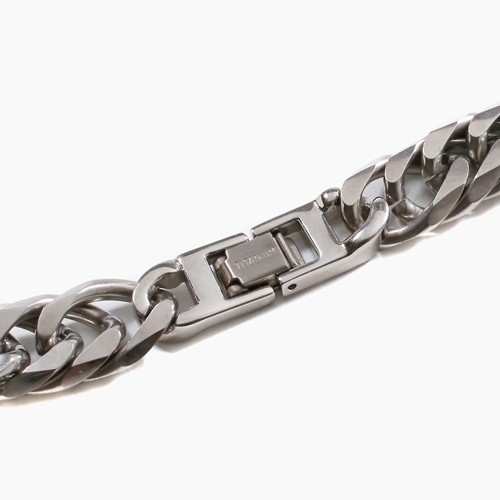 Pure Titanium 12mm Thick Chain Bracelet 6-Sided Double Curb Link 8.75″ MIJapan