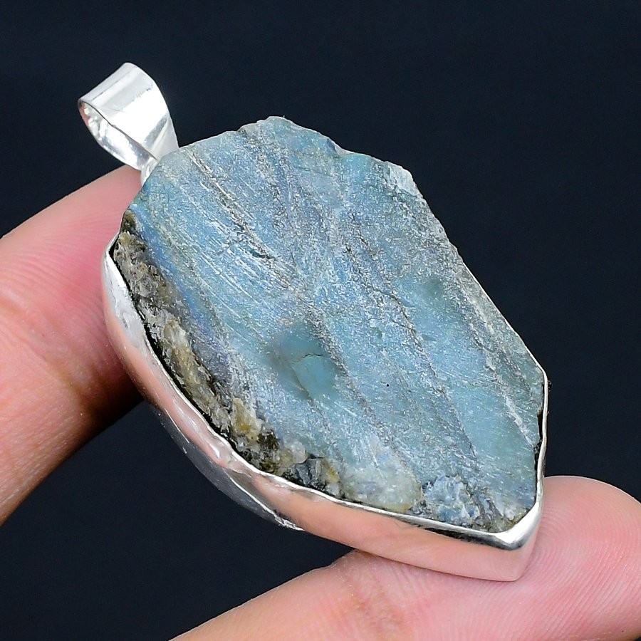 Labradorite Rough 925 Silver Plated Handmade Pendant of 2.29″