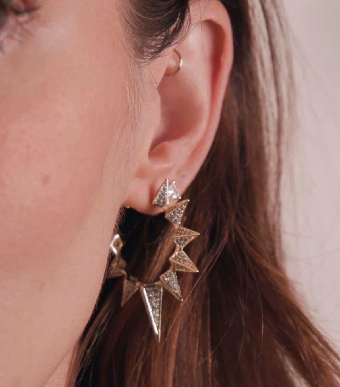 Melinda Maria Gabriella Spiked Hoop Earrings, Pave Blue Sapphire Stones, 0015