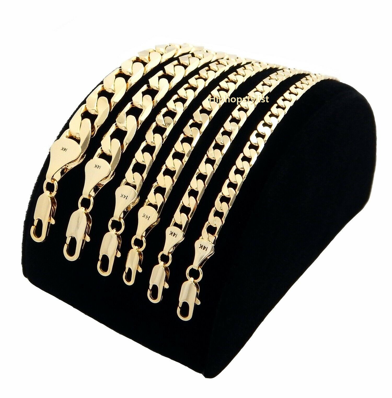 Men’s 14k Italian Cuban link Chain Necklace 3.5mm to 12mm Gold Plated