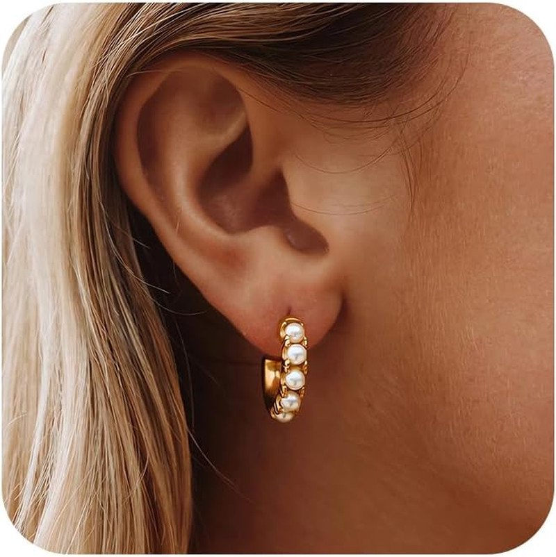 Gold Earrings for Women Trendy, Dainty 14K Gold Plated Hoop Earrings for Womens