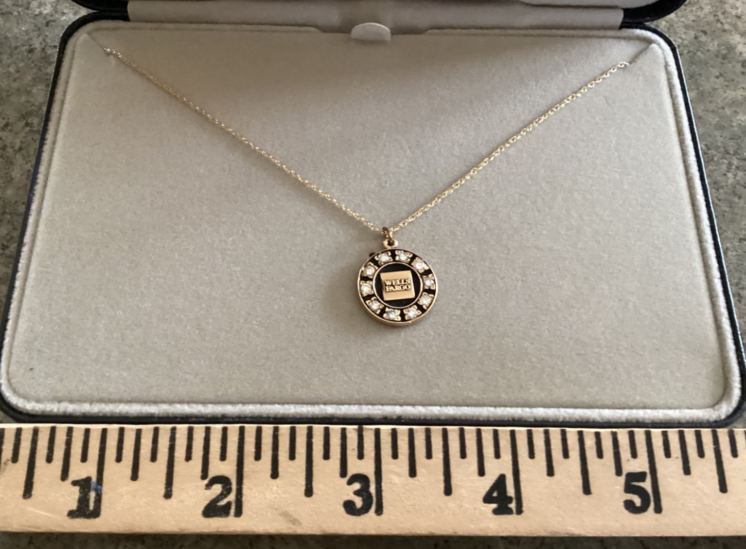 Wells Fargo branded pendant necklace 10 Diamond Chips