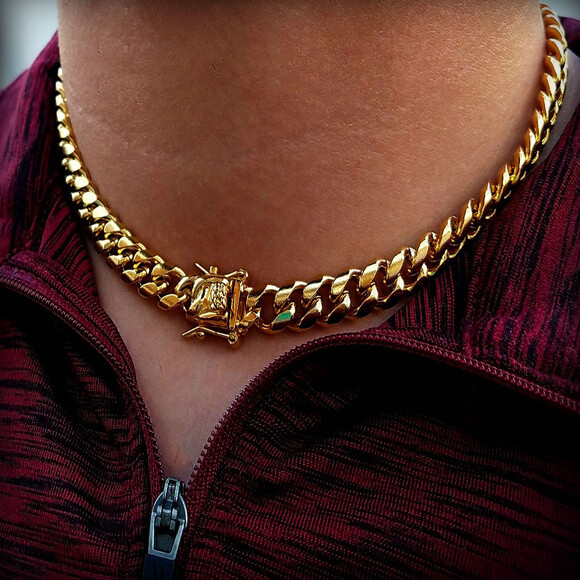 Stainless Steel 10mm 18″ ~ 30″ Miami Cuban Box Lock Bling Chain Hip Hop Necklace