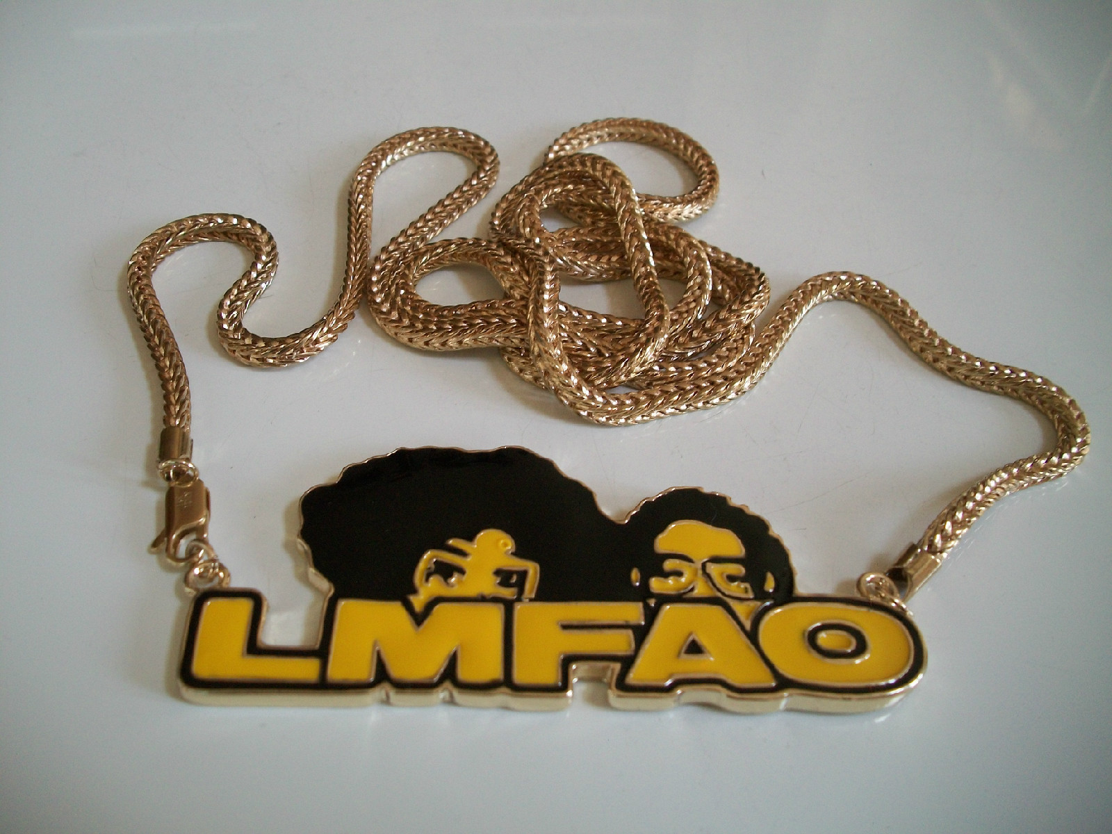 Men’s Black, Gold & Yellow Finish Fashion Casual Hip Hop Chain & Charm