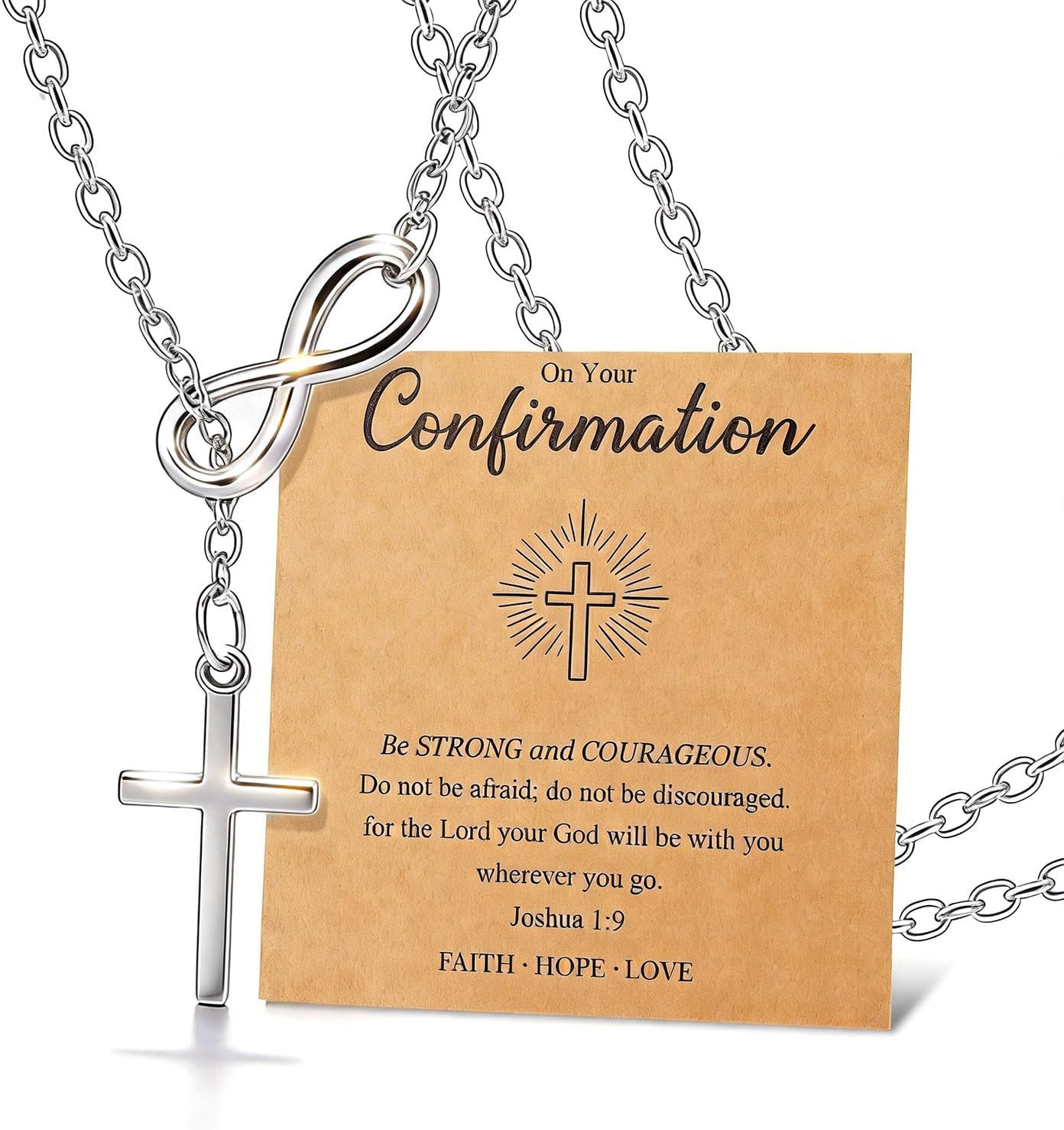 Long Cross Necklace for Women Dainty Silver Pendant Lariat Necklace Catholic Rel