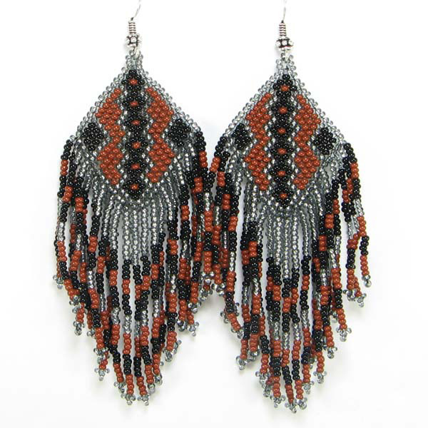 NEW HANDCRAFTED BROWN BLACK GREY EARRINGS BEADED FASHION JEWELRY E17/25