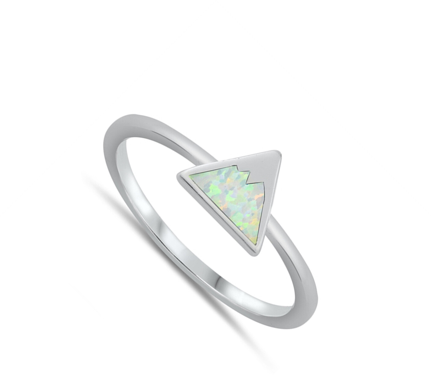 White Lab Opal Mountain Travel Ring New .925 Sterling Silver Band Sizes 5-10