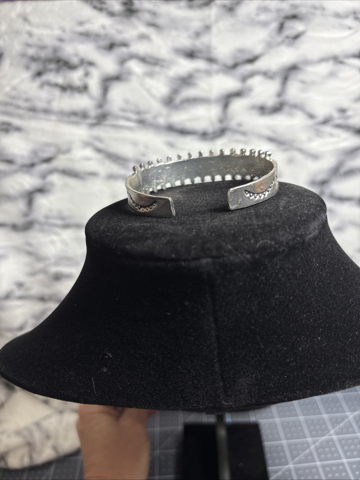 Silver Tone Faux Turquoise Stones Open Bangle Cuff Bracelet Boho Southwestern