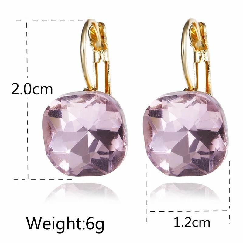 New Fashion Simple Austrian Crystal Dangle Earrings Women Stud Drop Square Ear