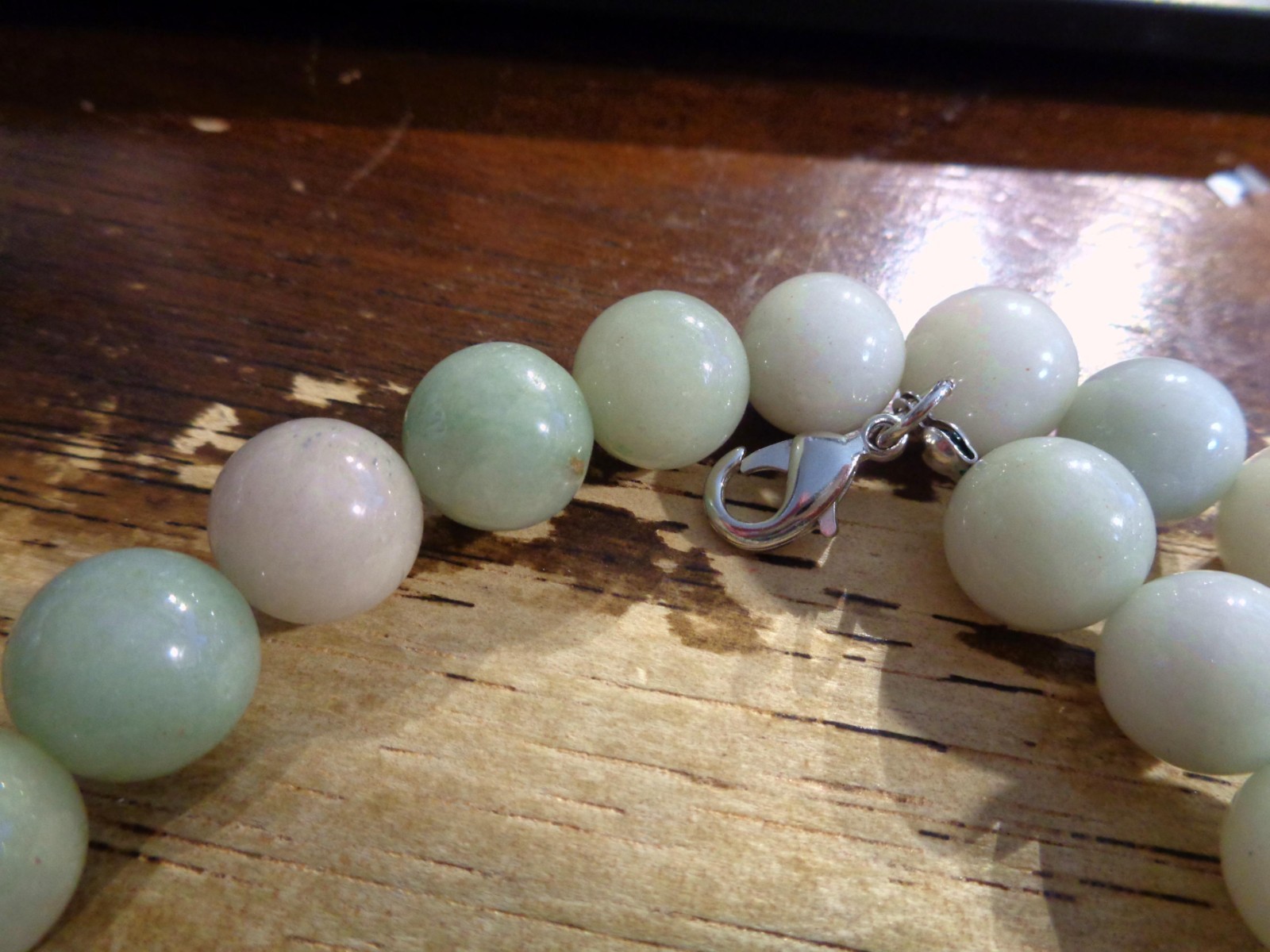 12.5MM MIXED CELADON GREEN LAVENDER JADE JADEITE ROUND BEAD NECKLACE 18-19.5″
