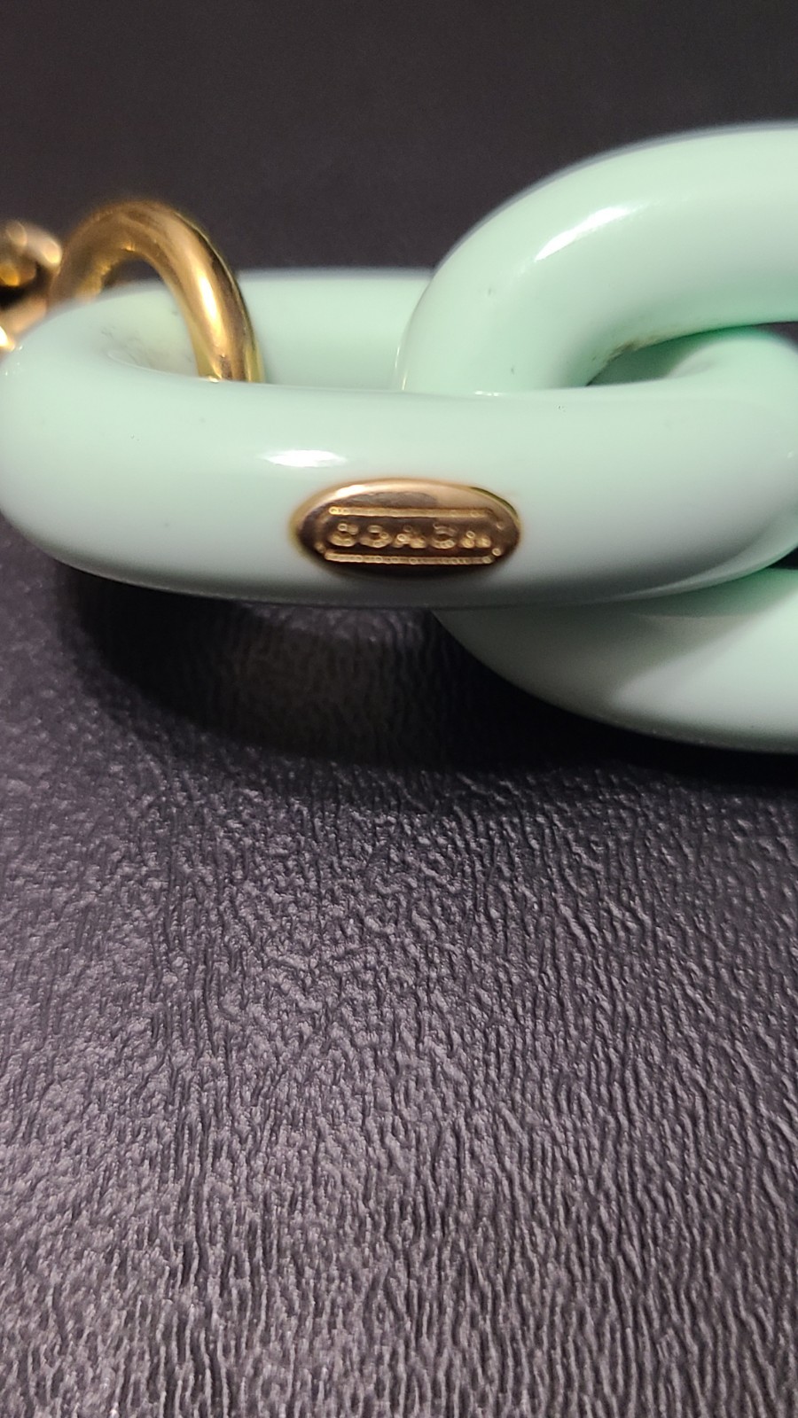 Coach Mint Green Plastic Chunky Open Link Necklace